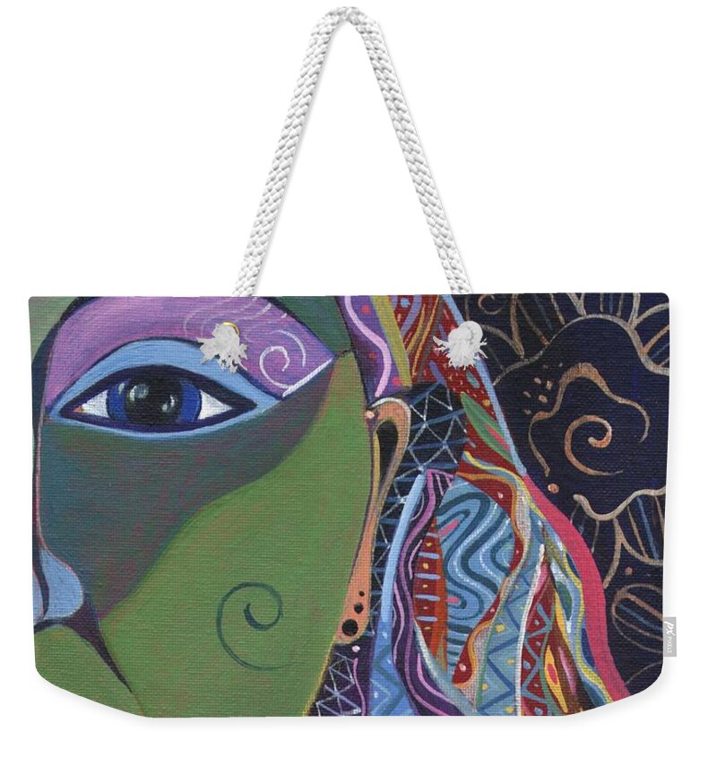 Woman Weekender Tote Bag featuring the painting Still A Mystery 5 by Helena Tiainen