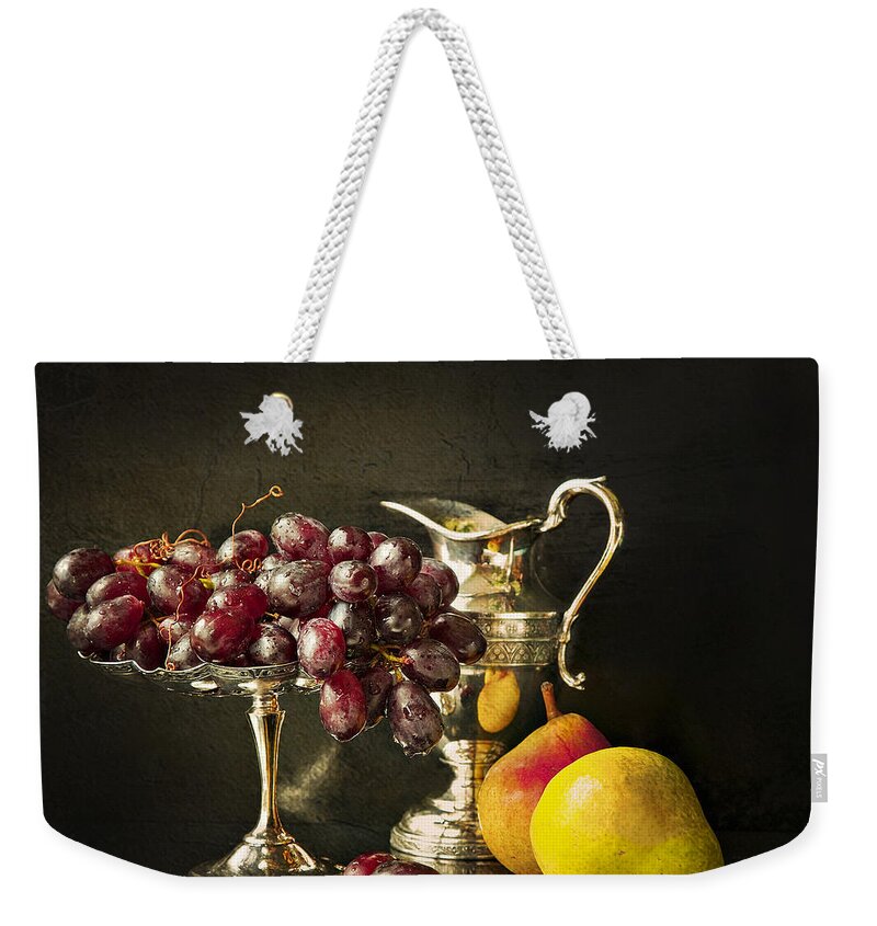 Chiaroscuro Weekender Tote Bag featuring the photograph Still Life With Fruit by Theresa Tahara