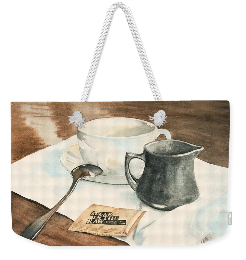 Still Life Weekender Tote Bag featuring the painting Still Life with Sugar by Masha Batkova