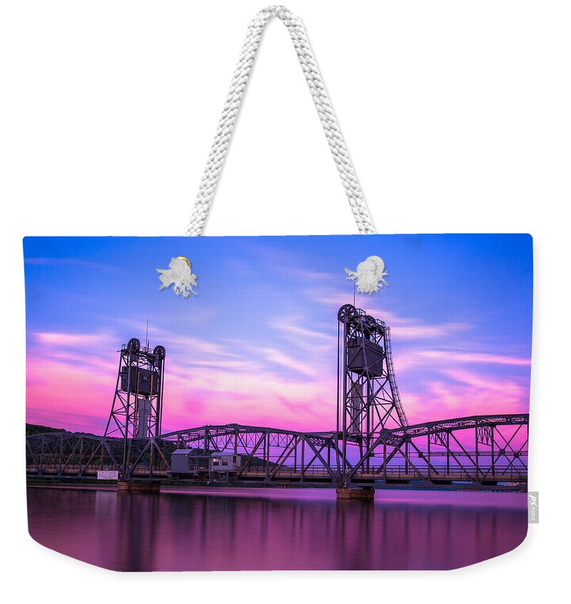 Landscape Weekender Tote Bag featuring the photograph Stillwater Lift Bridge by Adam Mateo Fierro