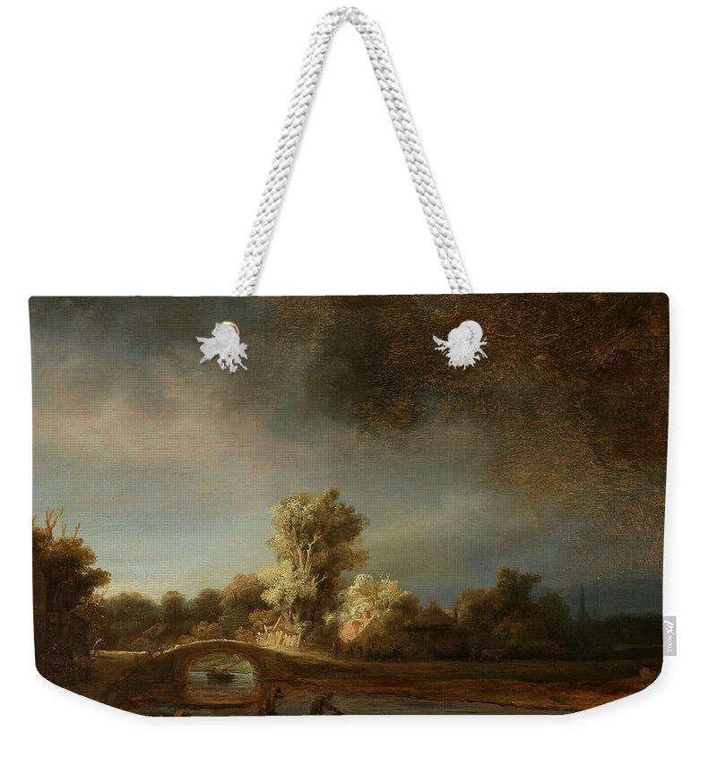 Stone Bridge Weekender Tote Bag featuring the painting Stone Bridge by Rembrandt