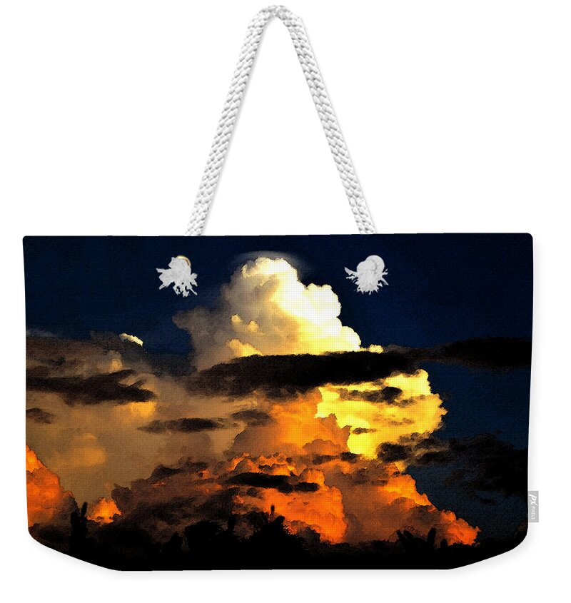 Storm Clouds Weekender Tote Bag featuring the painting Storm at dusk by David Lee Thompson