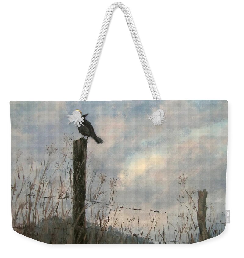 Landscape Weekender Tote Bag featuring the painting Storm Watch by Karen Ilari