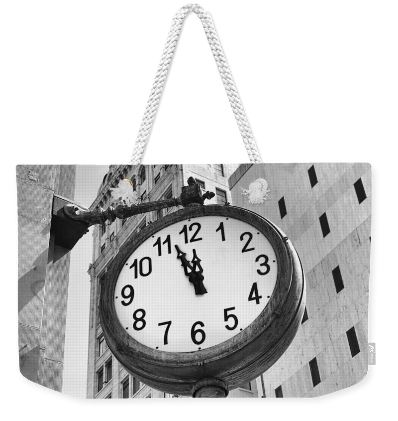 City Weekender Tote Bag featuring the photograph Street Clock by Rudy Umans