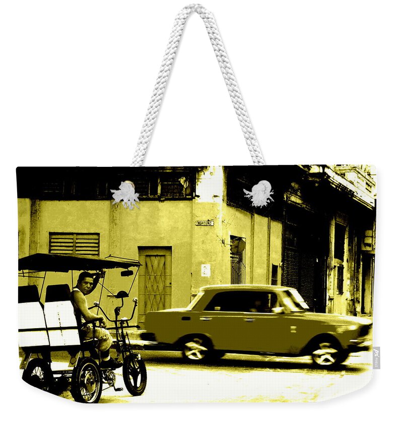 Cuba Weekender Tote Bag featuring the photograph Street Crossing in Old Havana Cuba by Funkpix Photo Hunter