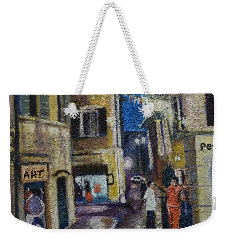 Oil Painting On Canvas Weekender Tote Bag featuring the painting Street View Provence 2 by Raija Merila