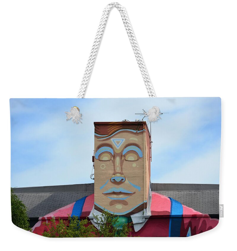 Box Head Weekender Tote Bag featuring the photograph Box Head Man street art by David Lee Thompson