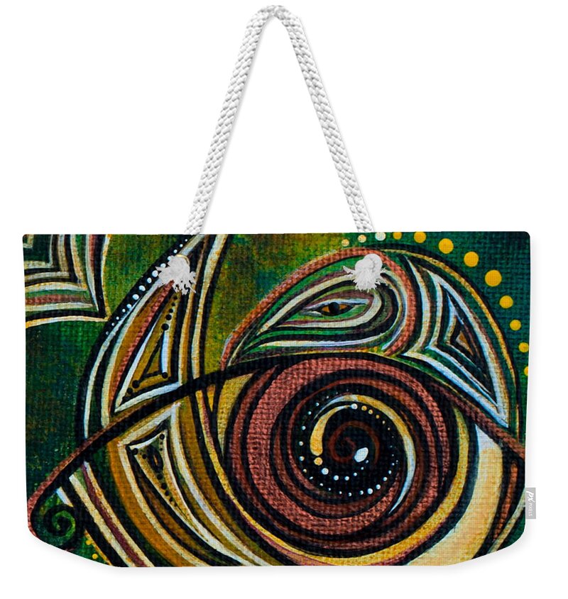 Deborha Kerr Weekender Tote Bag featuring the painting Strength Spirit Eye by Deborha Kerr