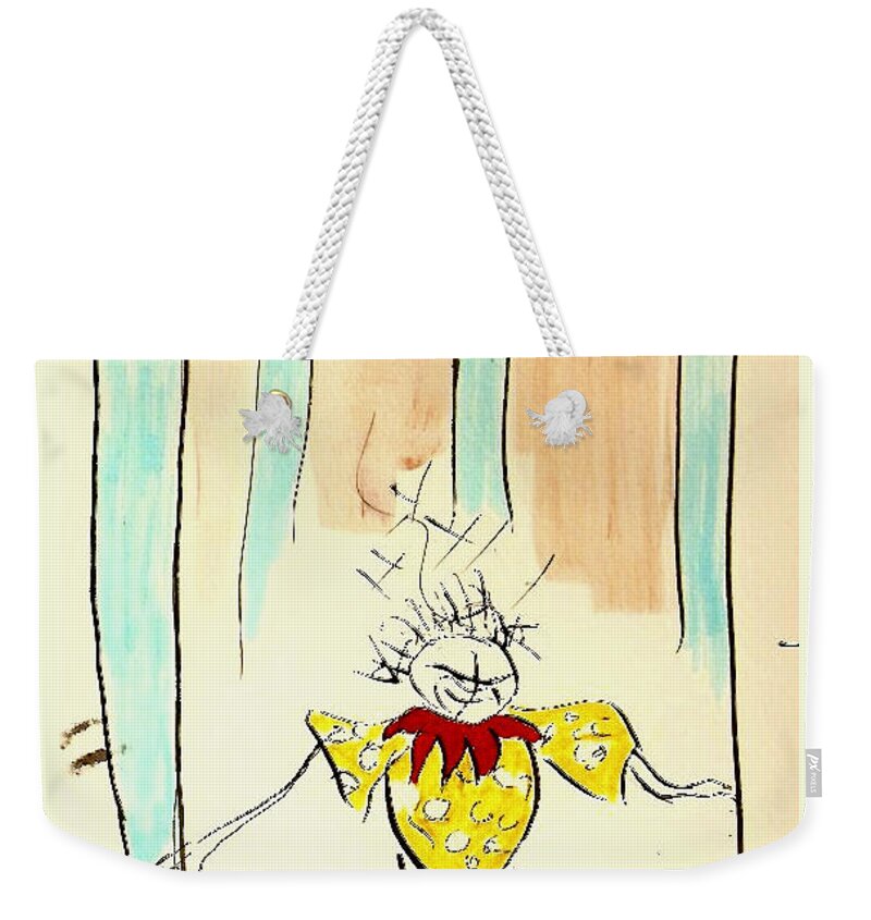Watercolor Weekender Tote Bag featuring the painting Stumble by Jeff Barrett