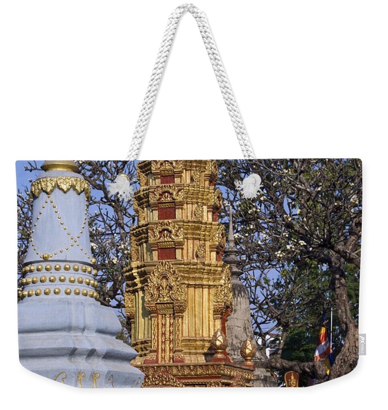 Cambodian Culture Weekender Tote Bag featuring the photograph Stupas, Wat Preah Prom Rath, Siem Reap by Photo By D. Johnson