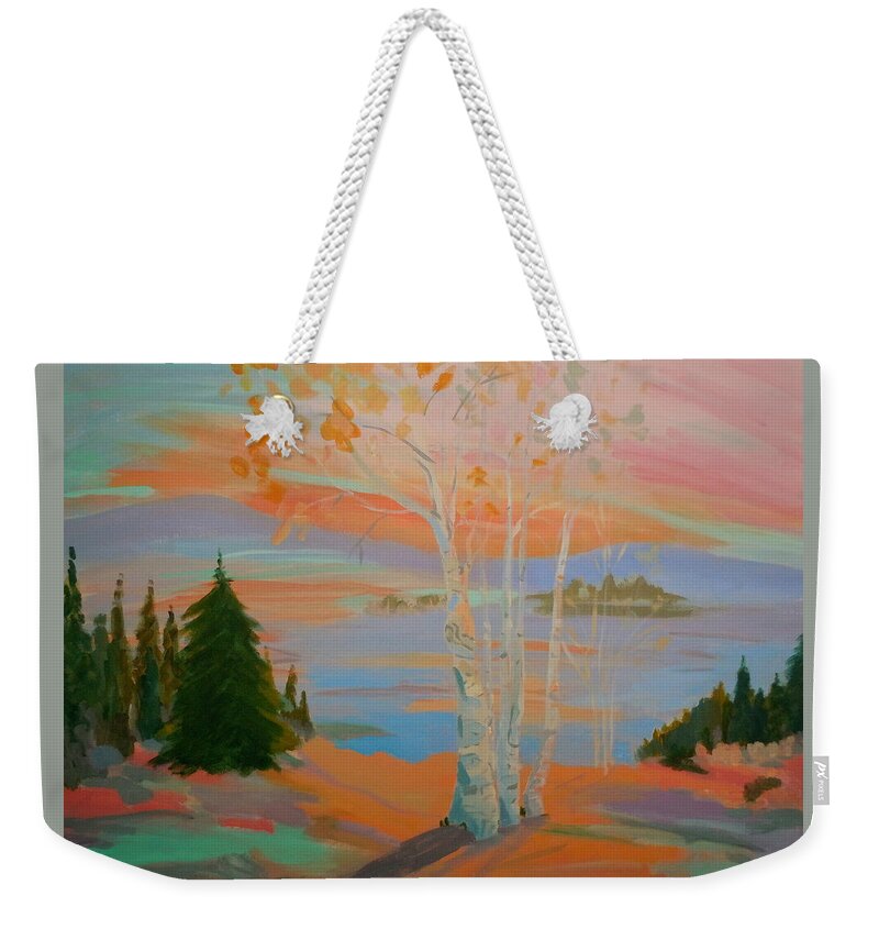 Landscape Weekender Tote Bag featuring the painting Sullivan Sunset by Francine Frank