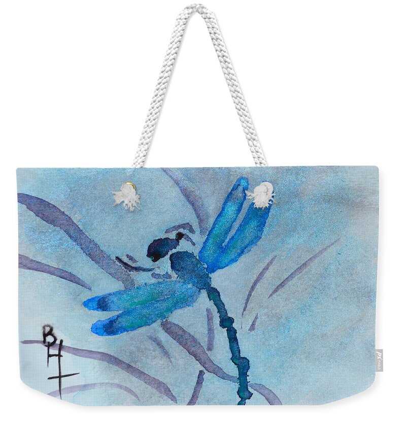 Dragonfly Weekender Tote Bag featuring the painting Sumi Dragonfly by Beverley Harper Tinsley