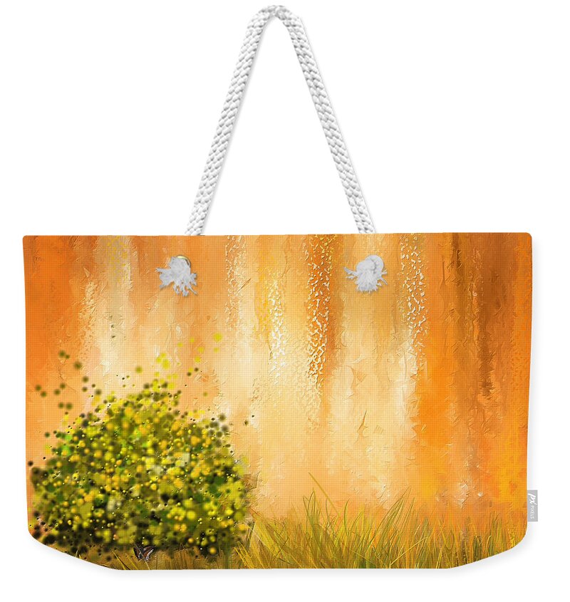 Four Seasons Weekender Tote Bag featuring the painting Summer- Four Seasons Wall Art by Lourry Legarde