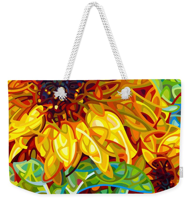 Summer Weekender Tote Bag featuring the painting Summer in the Garden by Mandy Budan