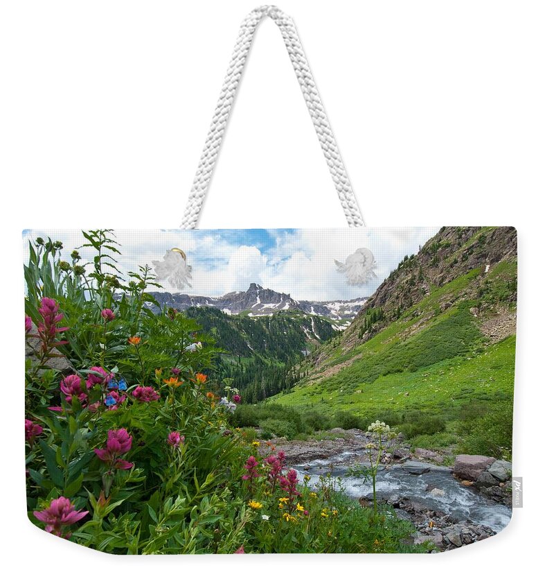 Landscape Weekender Tote Bag featuring the photograph Summer in the San Juans by Cascade Colors