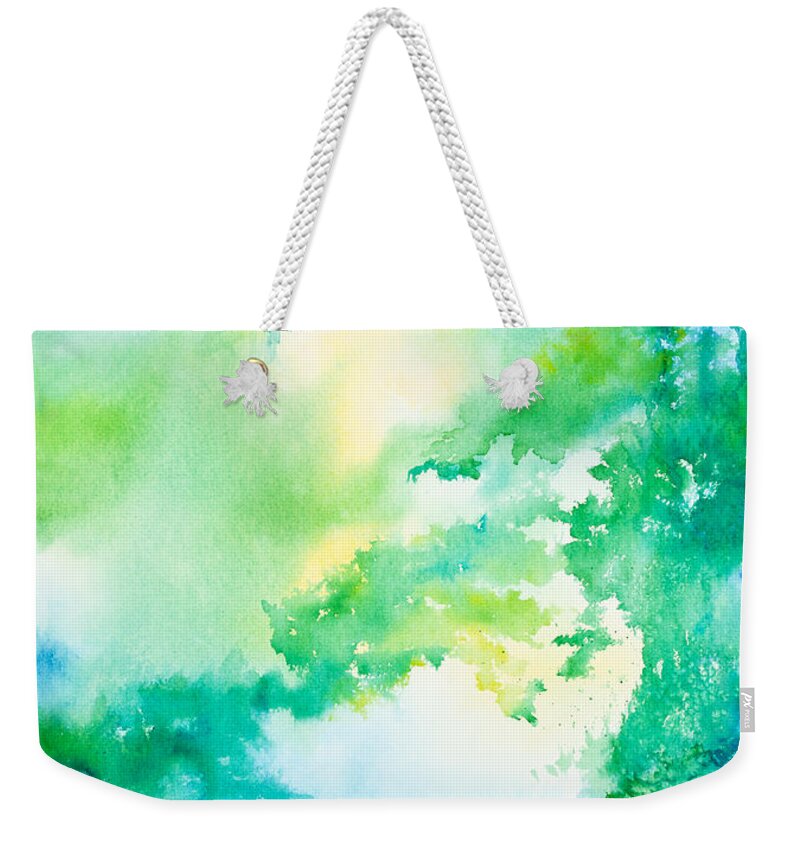 Abstract Weekender Tote Bag featuring the painting Summer Morning on the Lake by Michelle Constantine