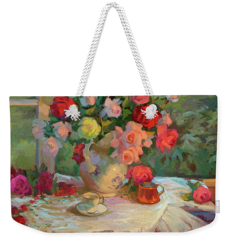 Summer Roses Weekender Tote Bag featuring the painting Summer Roses by Diane McClary