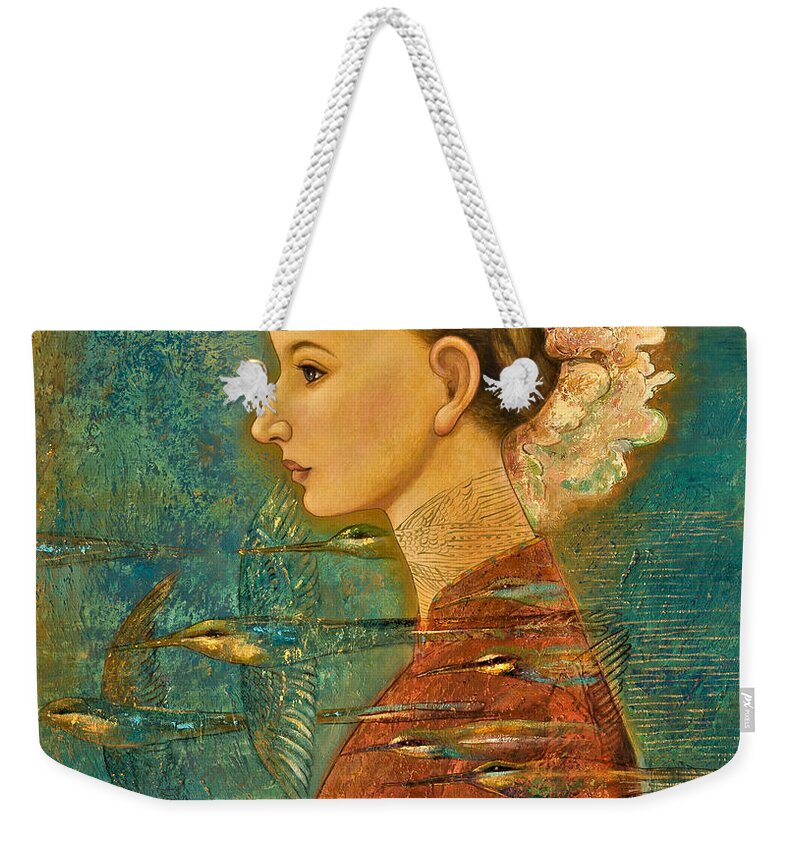 Figurative Weekender Tote Bag featuring the painting Summer Song by Shijun Munns