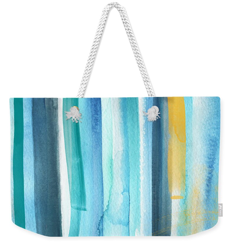 Water Weekender Tote Bag featuring the painting Summer Surf- Abstract Painting by Linda Woods