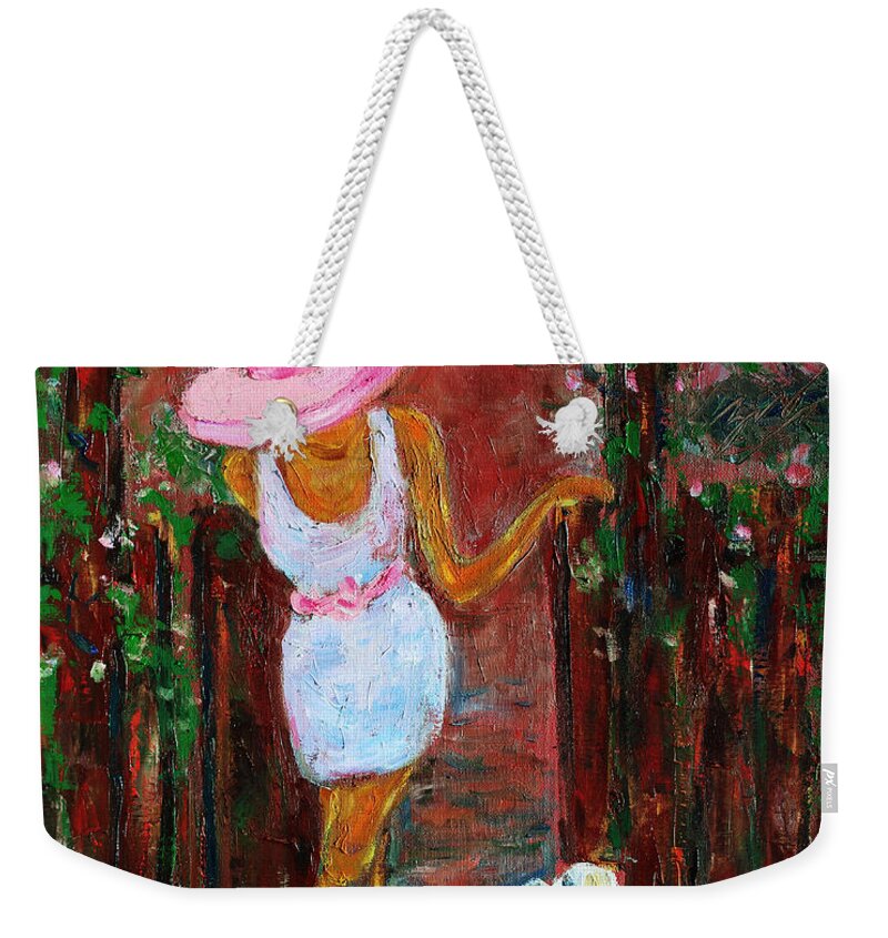 Figurative Weekender Tote Bag featuring the painting Summer Visitor by Xueling Zou
