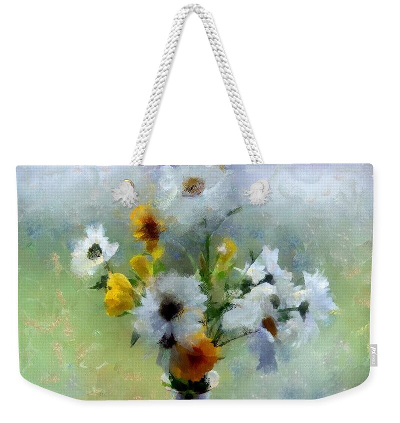 Flowers Weekender Tote Bag featuring the painting Summerstorm Still Life by RC DeWinter