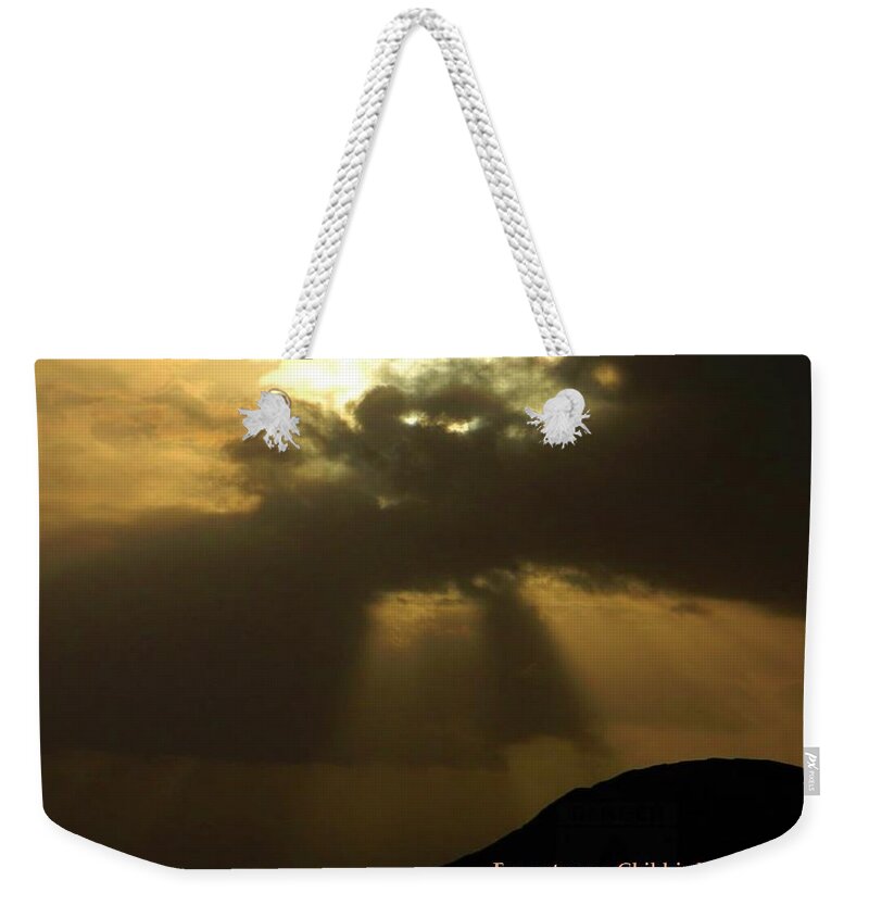 Nature Weekender Tote Bag featuring the photograph Sun Rays of Isaiah nine six by Gallery Of Hope 