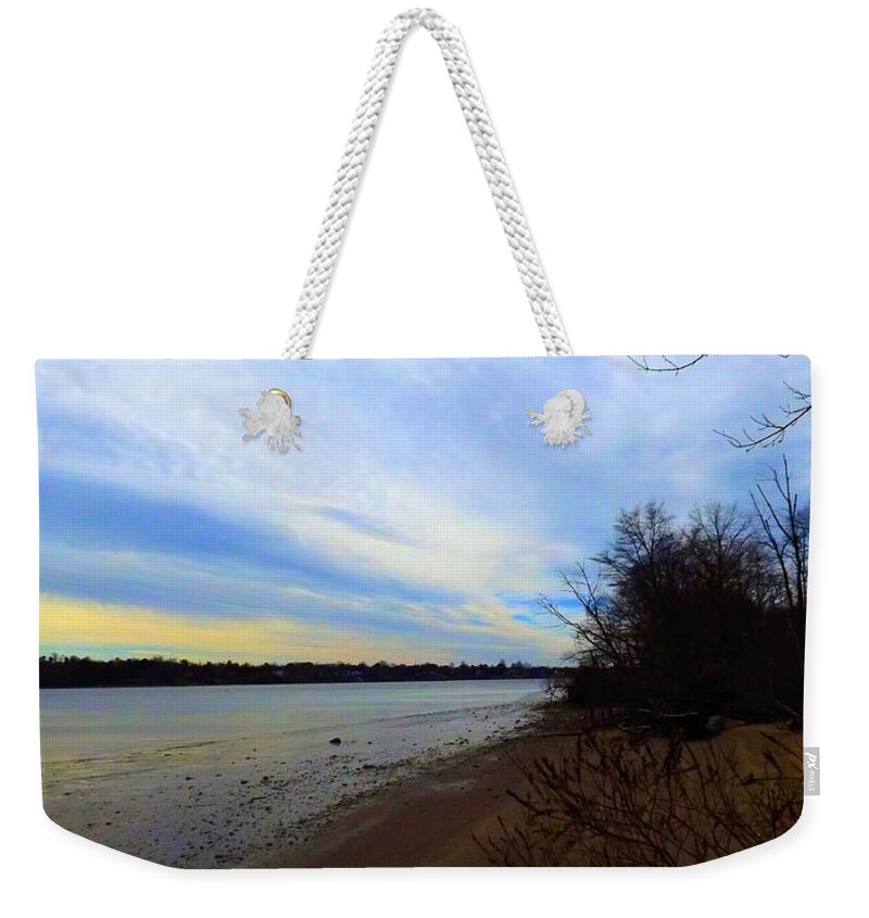 Sunset Weekender Tote Bag featuring the photograph Sundown By The Side Of The River by Robyn King