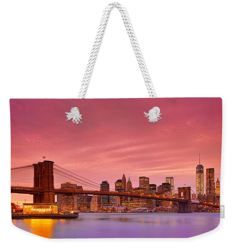 Brooklyn Bridge Weekender Tote Bag featuring the photograph Sundown City by Midori Chan