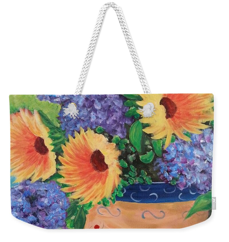 Sunflower Weekender Tote Bag featuring the painting Sunflower by Amelie Simmons