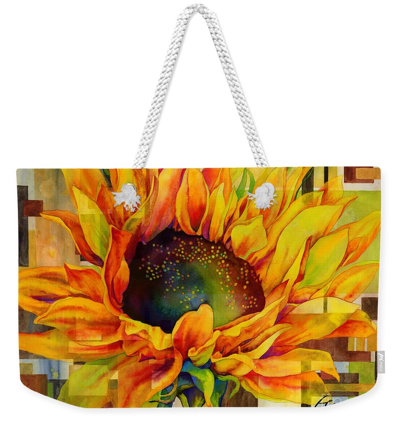 Sunflower Weekender Tote Bag featuring the painting Sunflower Canopy by Hailey E Herrera