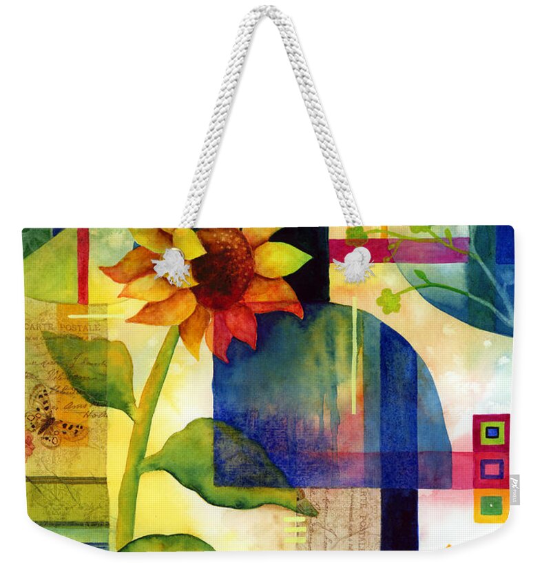 Sunflower Weekender Tote Bag featuring the painting Sunflower Collage by Hailey E Herrera