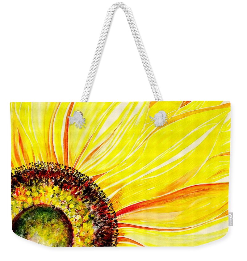 Julie Hoyle Weekender Tote Bag featuring the painting Sunflower Day by Julie Hoyle