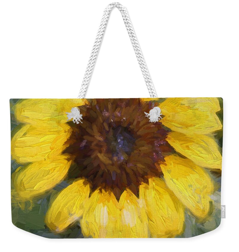 Sunflower Weekender Tote Bag featuring the digital art Sunflower Fun by Jayne Carney