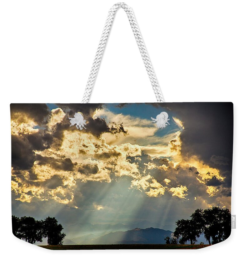 Forest Weekender Tote Bag featuring the photograph Sunlight Raining Down From the Heavens by James BO Insogna