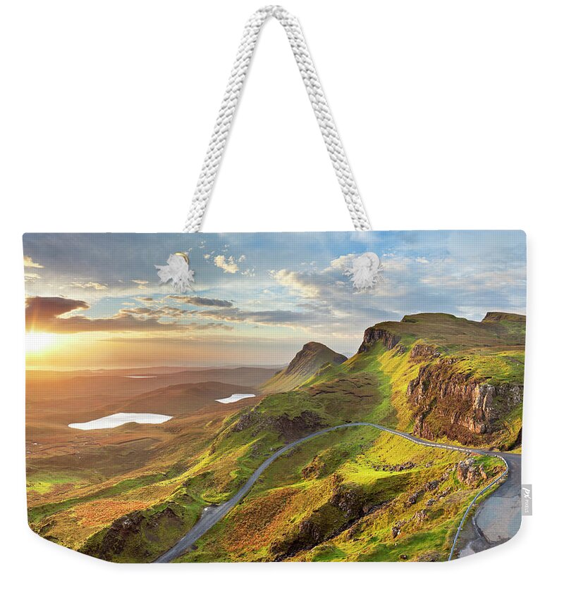 Scenics Weekender Tote Bag featuring the photograph Sunrise At Quiraing, Isle Of Skye by Sara winter
