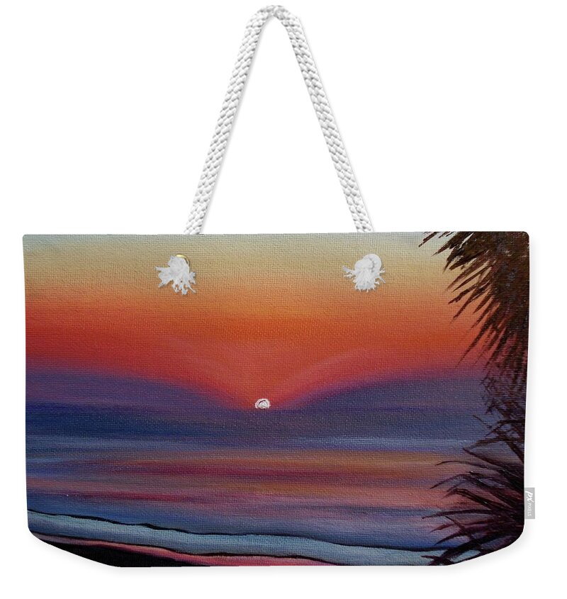 Beach Weekender Tote Bag featuring the painting Sunrise Glow by Donna Tuten