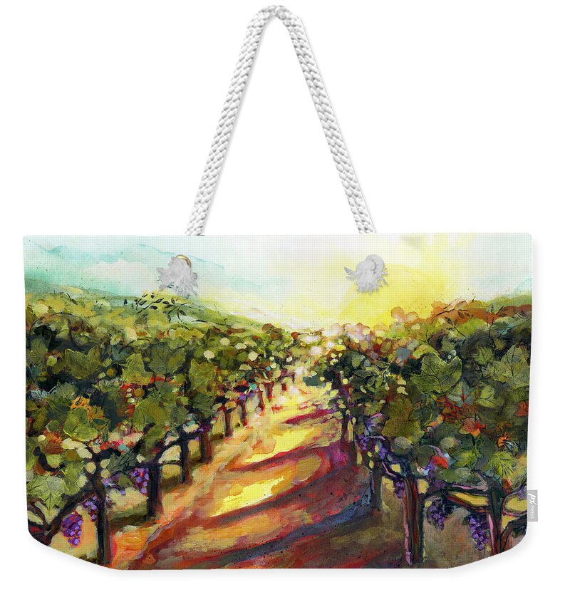 Jen Norton Weekender Tote Bag featuring the painting Sunrise in Napa by Jen Norton