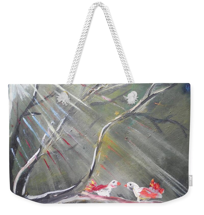 Tree Weekender Tote Bag featuring the painting Sunrise by Pixel Artist