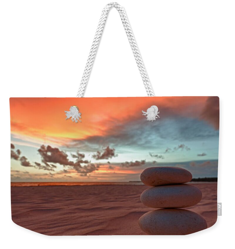 Cairn Weekender Tote Bag featuring the photograph Sunrise Zen by Sebastian Musial