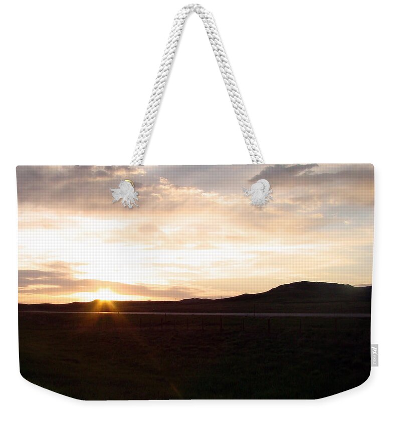 Interstate 90 Weekender Tote Bag featuring the photograph Sunset across I 90 by Cathy Anderson