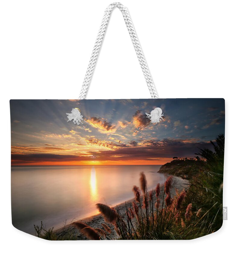 Sunset Weekender Tote Bag featuring the photograph Sunset at Swamis Beach 7 by Larry Marshall