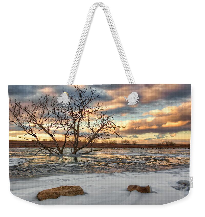 Sunset Weekender Tote Bag featuring the photograph Sunset at Walnut Lake by Nikolyn McDonald