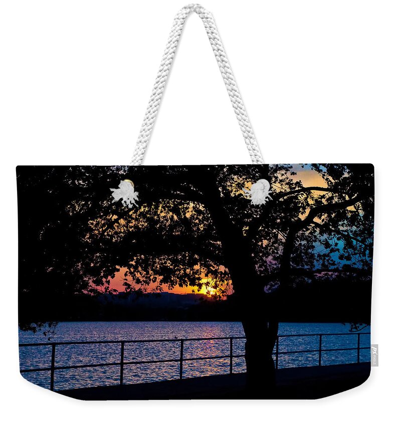 America Weekender Tote Bag featuring the photograph Sunset at Washington's Tidal Basin by Mitchell R Grosky