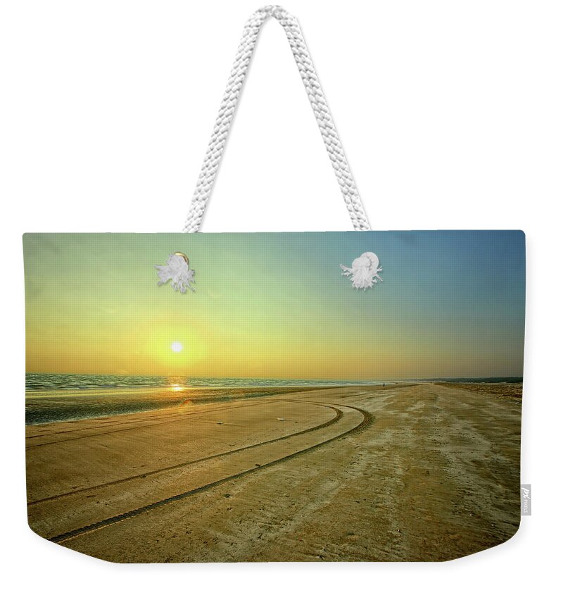 Tranquility Weekender Tote Bag featuring the photograph Sunset At Windfarm Beach, Mandvi by © Jayesh Bheda