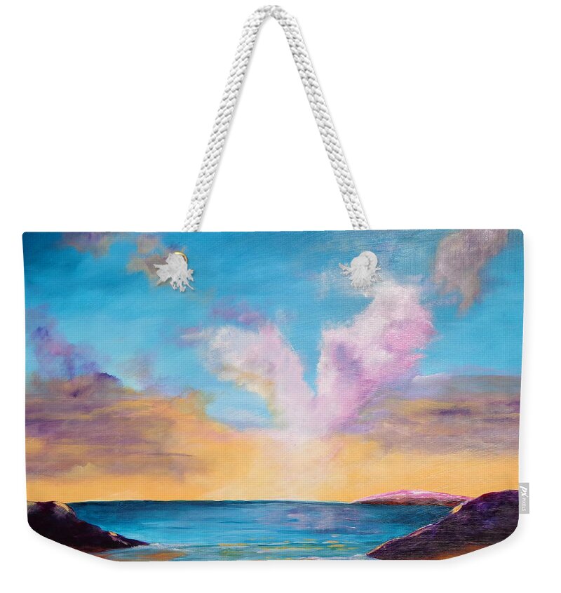 Sunset Painting Weekender Tote Bag featuring the painting Sunset Cove by Deborah Naves