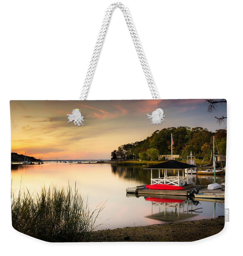 Sunset Weekender Tote Bag featuring the photograph Sunset in Centerport by Alissa Beth Photography
