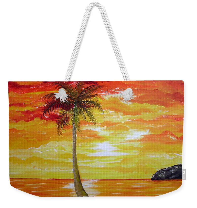 Sunset Weekender Tote Bag featuring the painting Sunset in Florida by Gloria E Barreto-Rodriguez