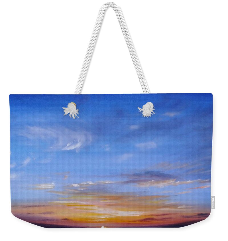 Tropical Sunset Weekender Tote Bag featuring the painting Sunset in Paradise by Donna Tuten