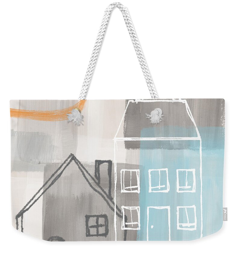 Houses Weekender Tote Bag featuring the painting Sunset in The City by Linda Woods