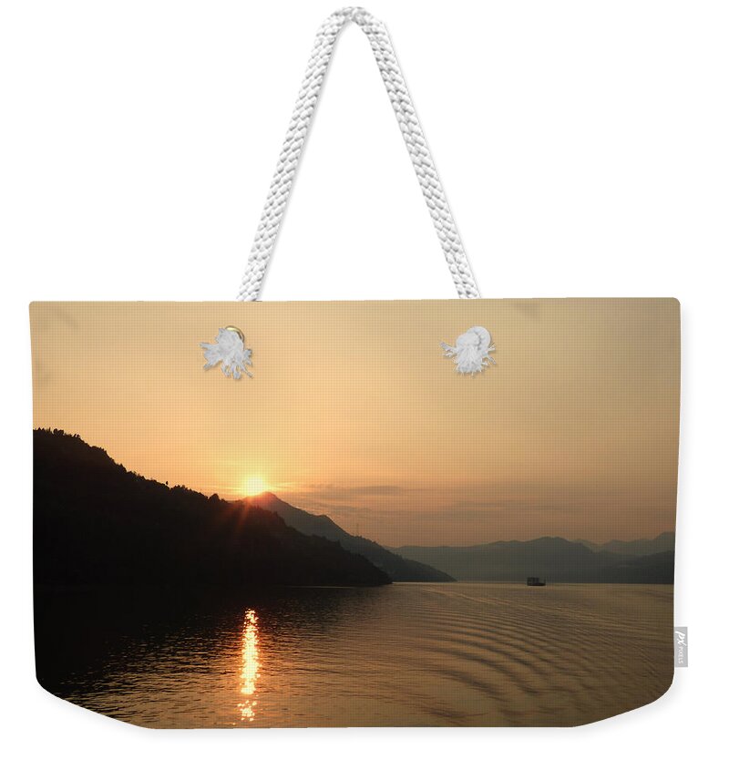 Yangtze River Weekender Tote Bag featuring the photograph Sunset on the Yangtze River by Lynn Bolt